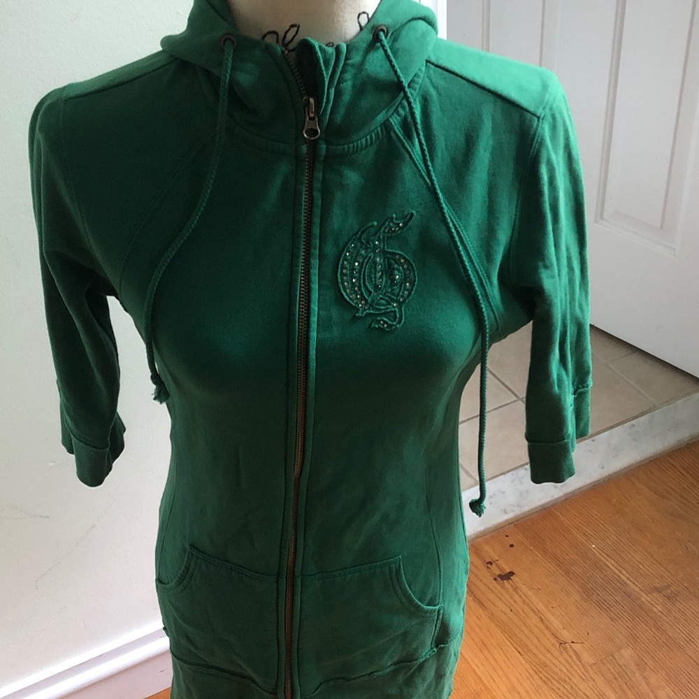 Guess Green Hooded Zip-Up Sweatshirt
